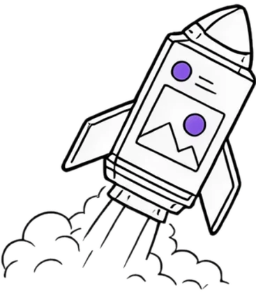 A post riding a rocket