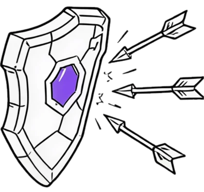 A shield deflecting arrows